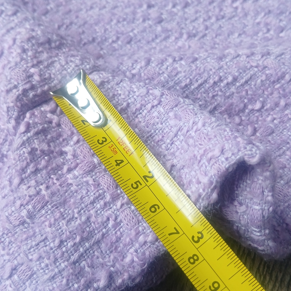 Zara Lilac Purple Tweed Textured High Waisted Bermuda Shorts gold button Size L - Picture 13 of 14